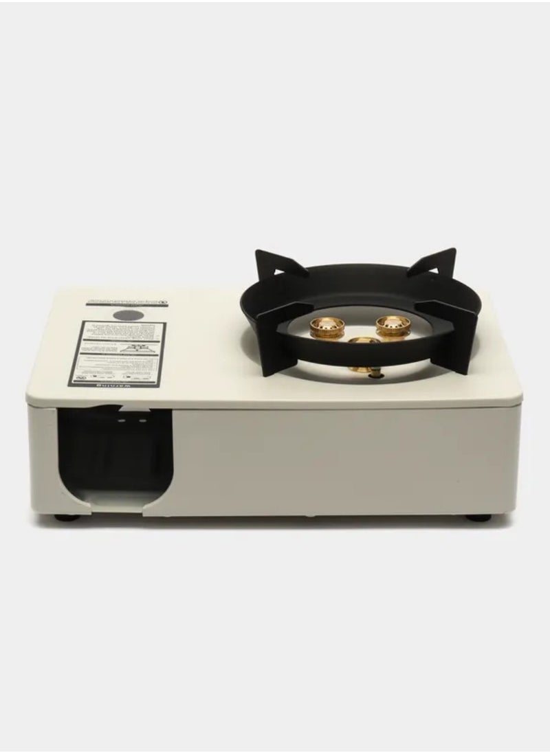 YanChuan - Portable Camping Stove, Butane Gas Stove With Carrying Case For Cooking, Picnics, Hiking, BBQ Grilling Stainless Steel Single Burner White - Image 1