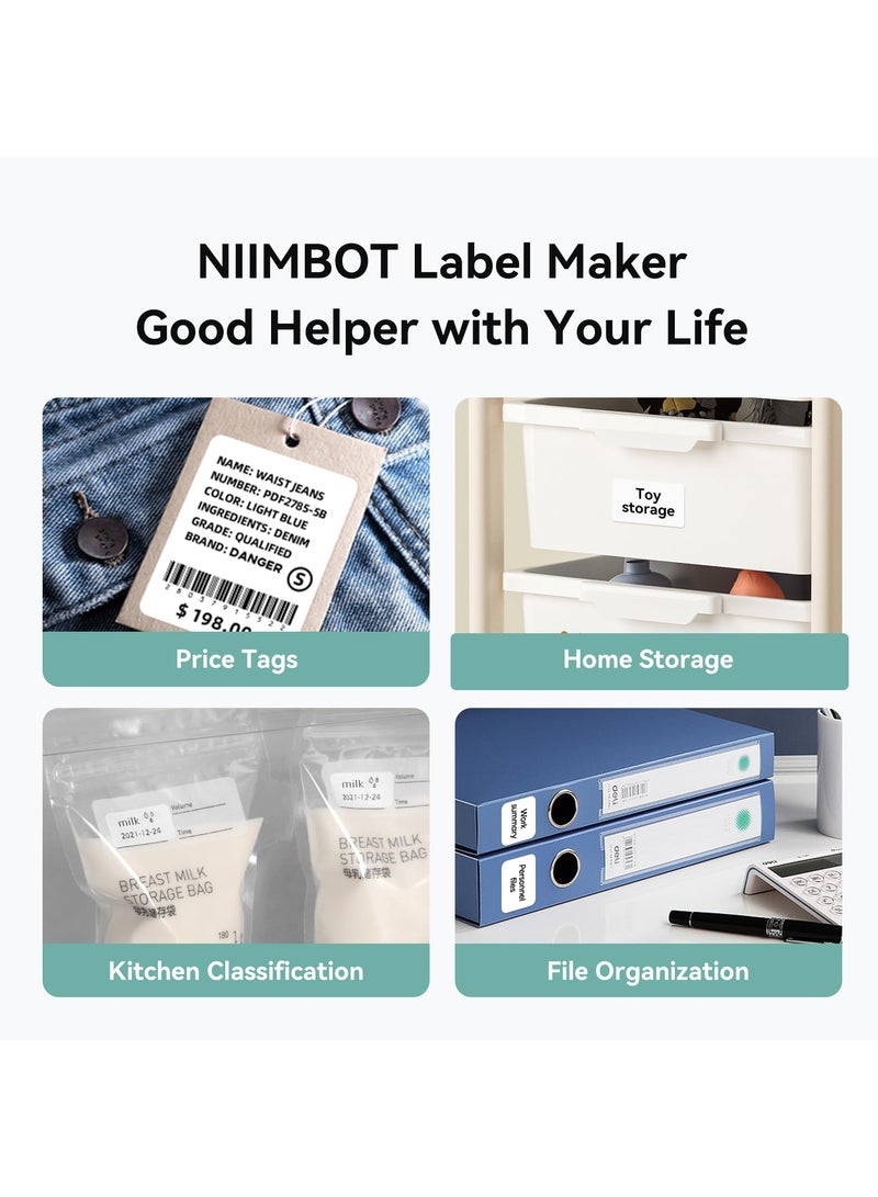 Portable Wireless Bluetooth Label Printer with White Label Sticker Roll and USB Cable for Barcode Printing in Supermarkets, Retail Stores, and Homes - Image 3