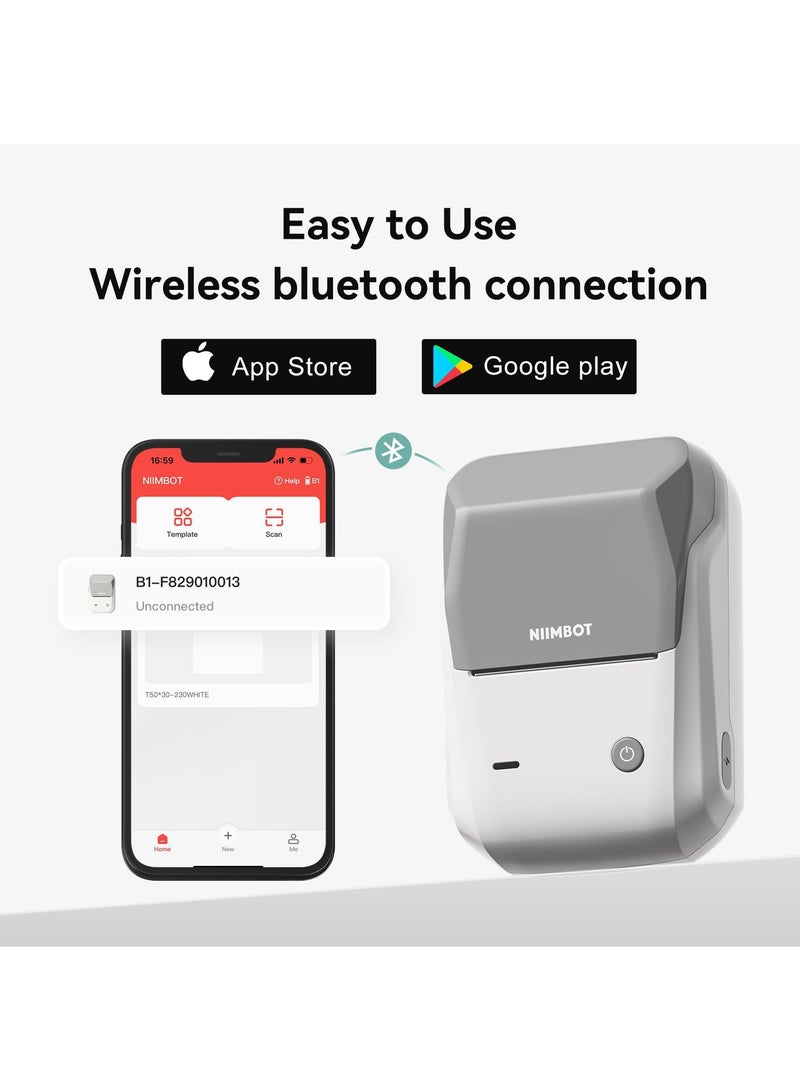 Portable Wireless Bluetooth Label Printer with White Label Sticker Roll and USB Cable for Barcode Printing in Supermarkets, Retail Stores, and Homes - Image 5