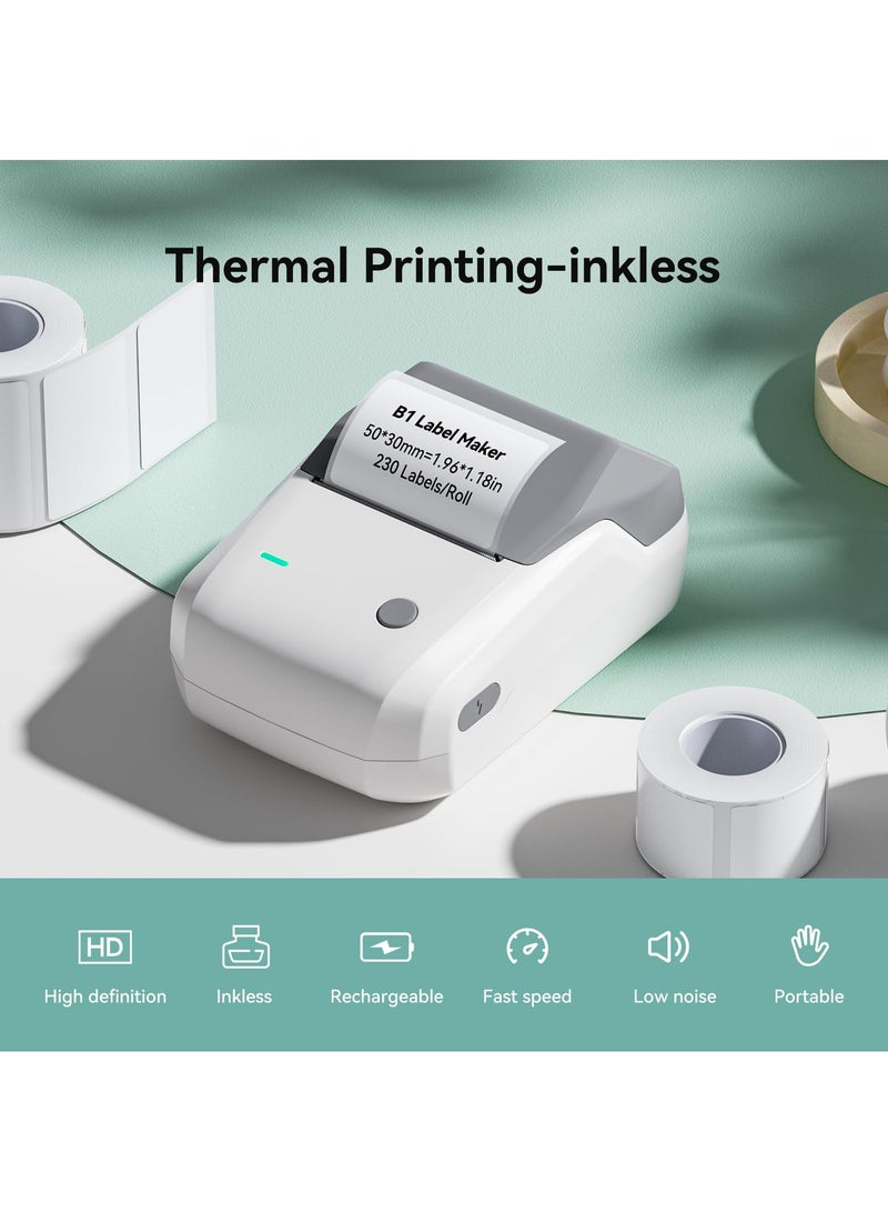 Portable Wireless Bluetooth Label Printer with White Label Sticker Roll and USB Cable for Barcode Printing in Supermarkets, Retail Stores, and Homes - Image 4