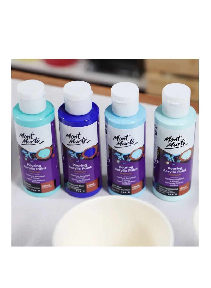 Mont Marte 4-Piece Pouring Acrylic Paint 120ml Content Per Bottle Marina Set - Image 2