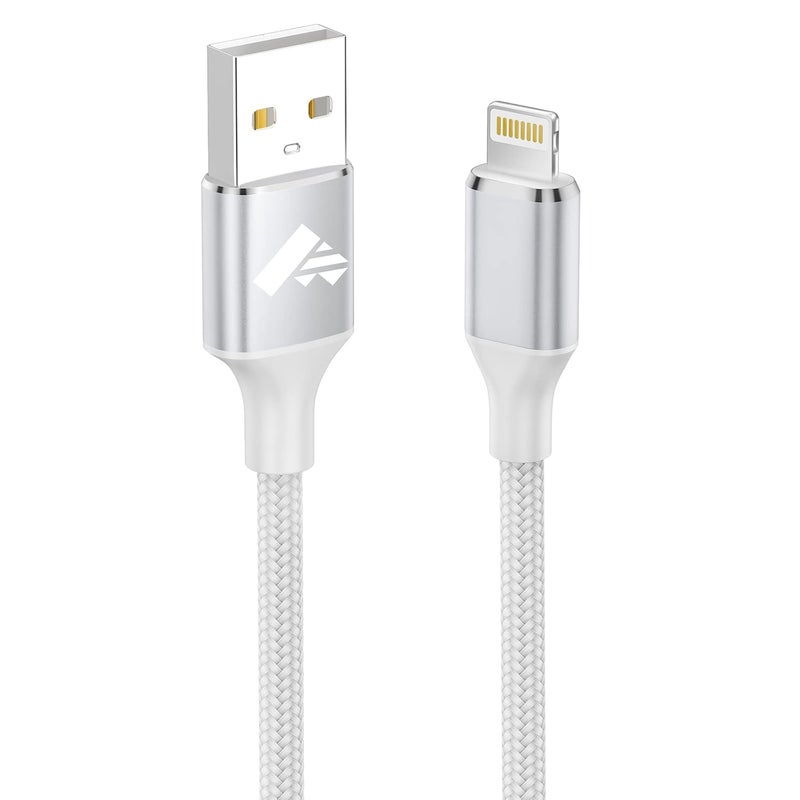 اييونوس كابل شاحن آيفون بطول 2 متر، كابل USB A إلى Lightning معتمد MFi، كابل شحن سريع للآيفون مضفر من النايلون متوافق مع آيفون 14، 13، 12، 11، برو ماكس، ميني، XS، XR، X، 8، 7 بلس، آيباد. - Image 1