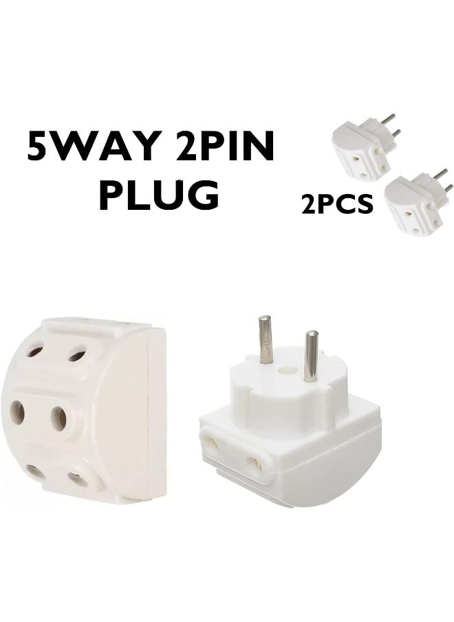 melfi Melfiâ„¢ 5-Way 2 Pin Multi-Plug Socket in White, Ideal for Domestic and Commercial Applications (2pcs)  - Image 2
