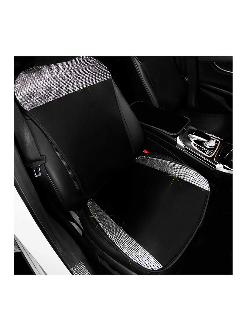 Rhinestone Bling Seat Covers for Women Breathable Mesh Front Seat Protector Universal Fit for Most Cars Black with Shining Crystals - Image 1
