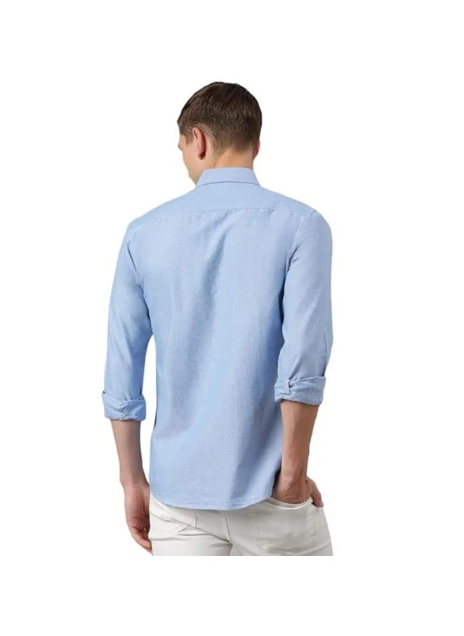 توماس سكوت Thomas Scott Men Blue Slim Fit Pure Cotton Casual Sustainable Shirt