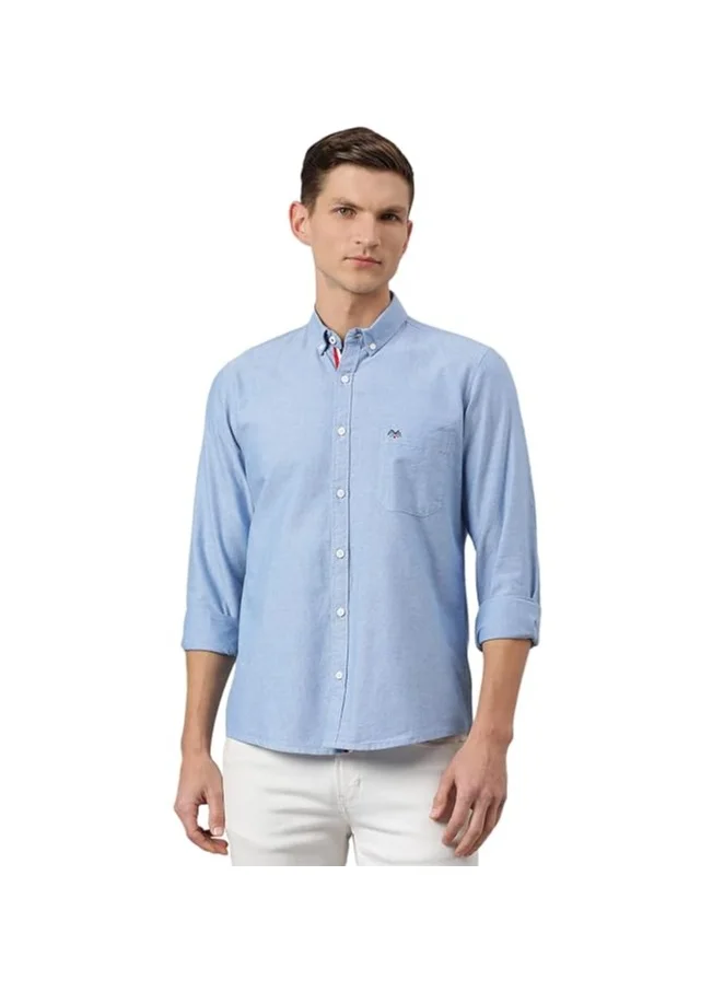 توماس سكوت Thomas Scott Men Blue Slim Fit Pure Cotton Casual Sustainable Shirt