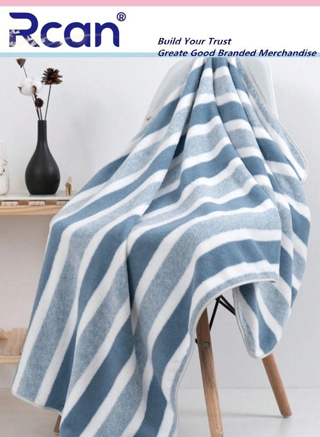 Rcan 3pcs Soft Absorbent Wide Stripe Bath Towel Non Shedding Thickened Towel Shower Towel Suitable for Bathroom 70x140cm Bath Towel and 35x75cm Face Towel - Image 2