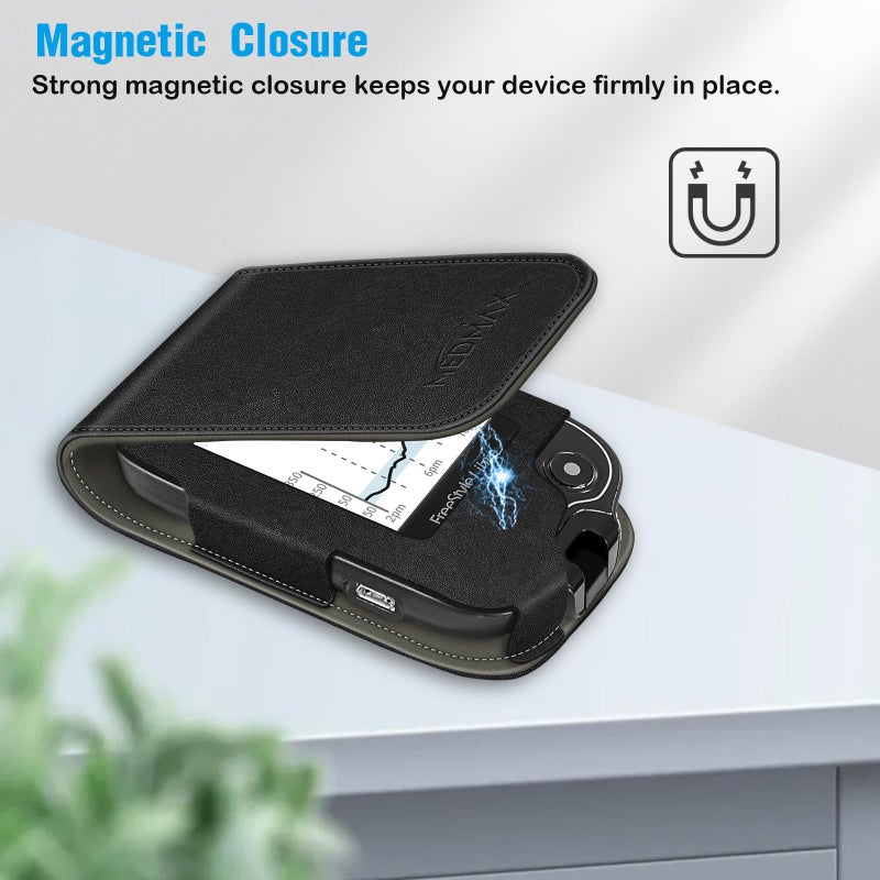 MEDMAX PU Leather Protective Case with Detachable Hanging Lanyard for Freestyle Libre 3 2 / Libre Reader, Lightweight Shockproof Diabetic Storage Neck Sling Carrying Case with Carabiner Clip (Black) - Image 3