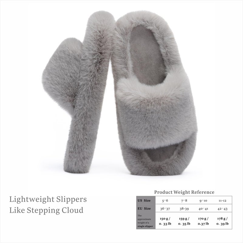 Chantomoo Women's Grey Fuzzy Plush Slippers Size 7-8 - Image 3
