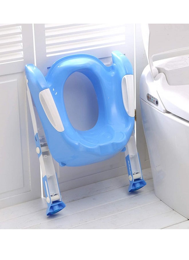 DRAMA HOME Portable Folding Trainer Toilet Potty Training Ladder Chair For Kids - Blue  - Image 1