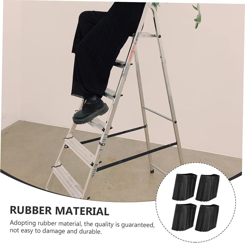 4 Pcs Black Non Slip Ladder Pads Safety Foot Covers for Step Ladder Accessories - Image 4