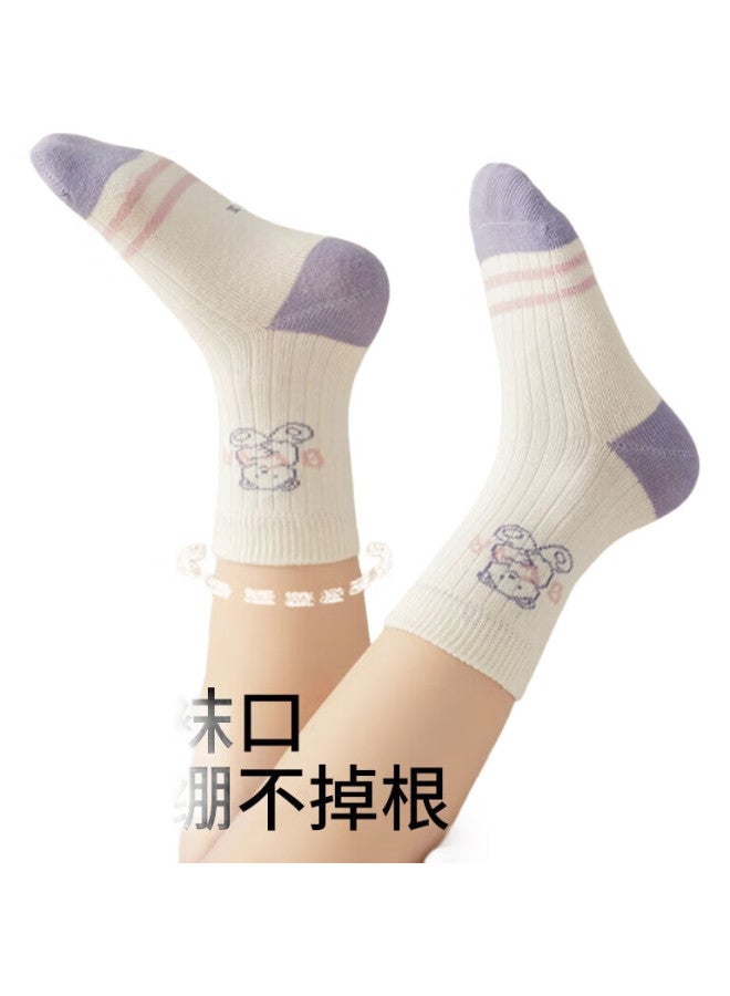 yimian Autumn And Winter New Children'S Socks [Combed Cotton Antibacterial] Mid-Calf Socks For Girls, Big Kids, Students And Toddlers - Image 1