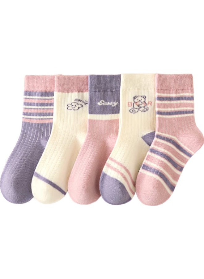 yimian Autumn And Winter New Children'S Socks [Combed Cotton Antibacterial] Mid-Calf Socks For Girls, Big Kids, Students And Toddlers - Image 2