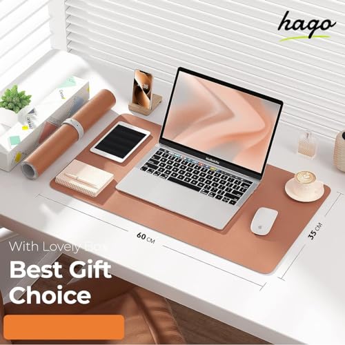 HAGO Premium PU Leather Desk Mat for Office & Home | Reversible Dual-Side Desk Pad (Brown & Grey) | Waterproof Anti-Slip Table Mat – 35×60 CM - Image 3