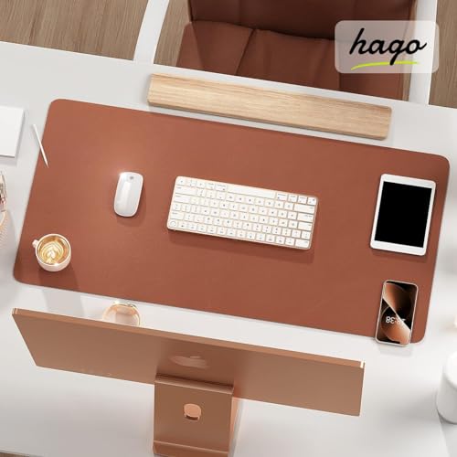 HAGO Premium PU Leather Desk Mat for Office & Home | Reversible Dual-Side Desk Pad (Brown & Grey) | Waterproof Anti-Slip Table Mat – 35×60 CM - Image 2