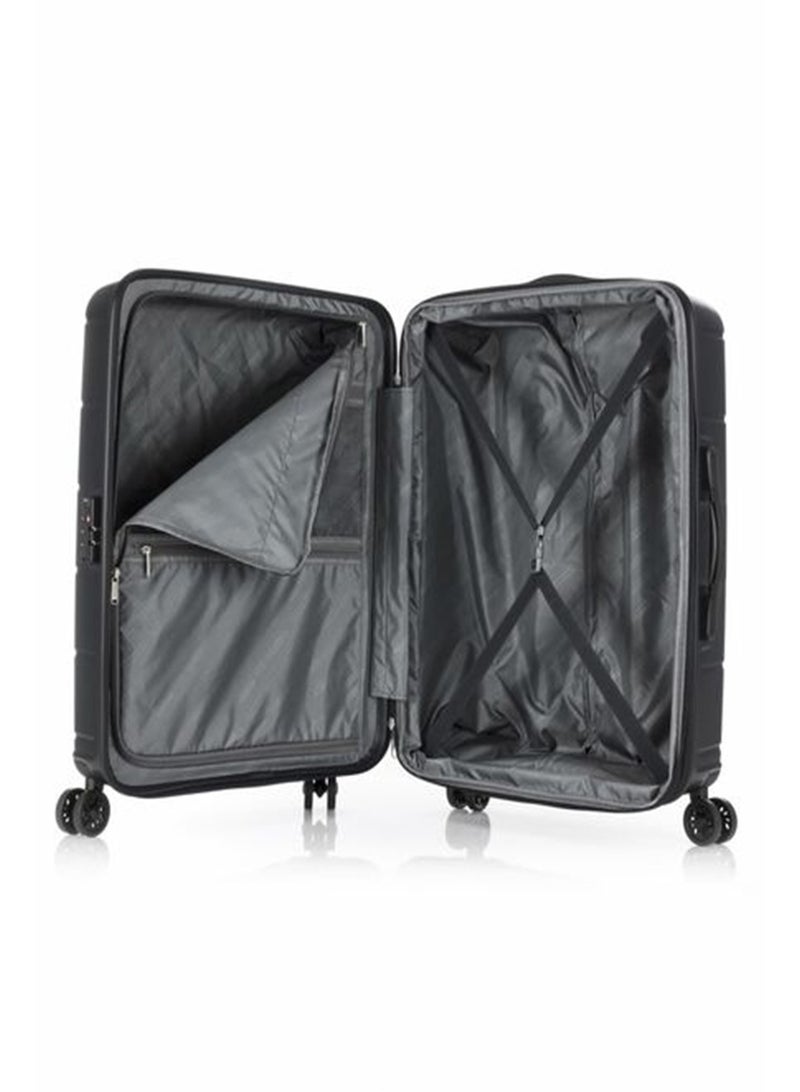 AMERICAN TOURISTER hundo suitcase, 2pc set (55 + 81 cm), 4 spinner wheels, hard top, polypropylene, black|spacious interior|duosaf™ security zipper|tsa combination lock - 3 years international warranty - Image 3