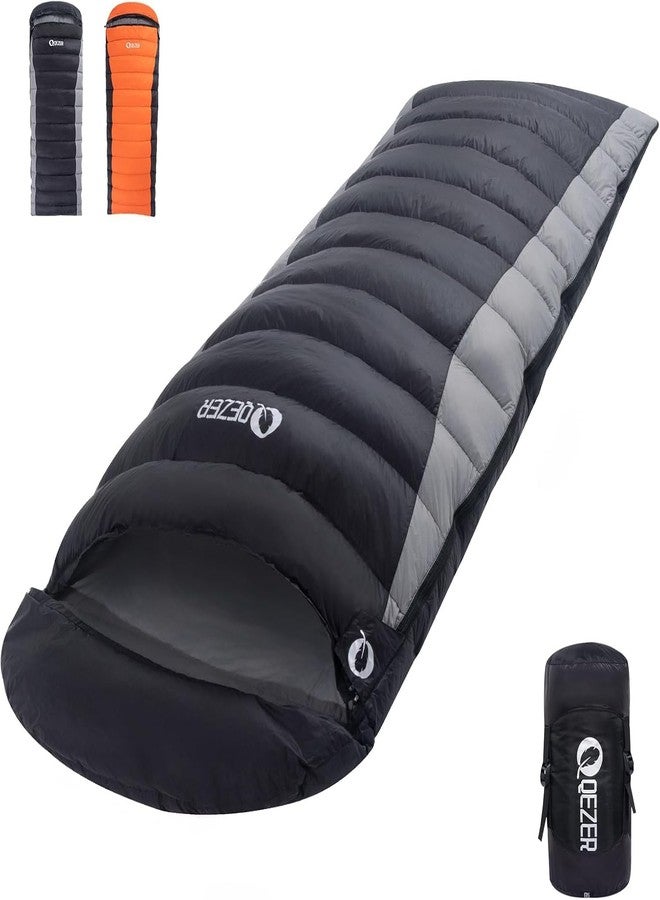 QEZER Down Sleeping Bag for Adults 600 Fill Power Cold Weather Sleeping Bag Ultralight Sleeping Bag with Compression Sack for Backpacking, Camping, Hiking - Image 1