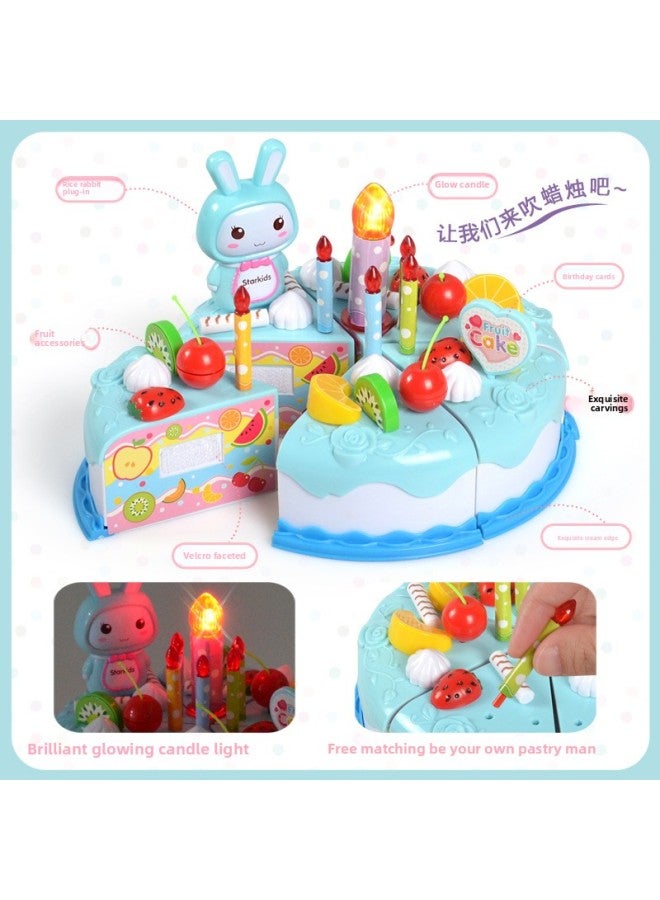 بيت لعب الأطفال، قطع كعكة ، الموسيقى 1-3 سنوات، 4 أولاد وبنات، التعليم المبكر، ألعاب المطبخ، مجموعة 86 قطعة - اللون: لون دافئ، مجموعة 86 قطعة - أزرق - Image 5