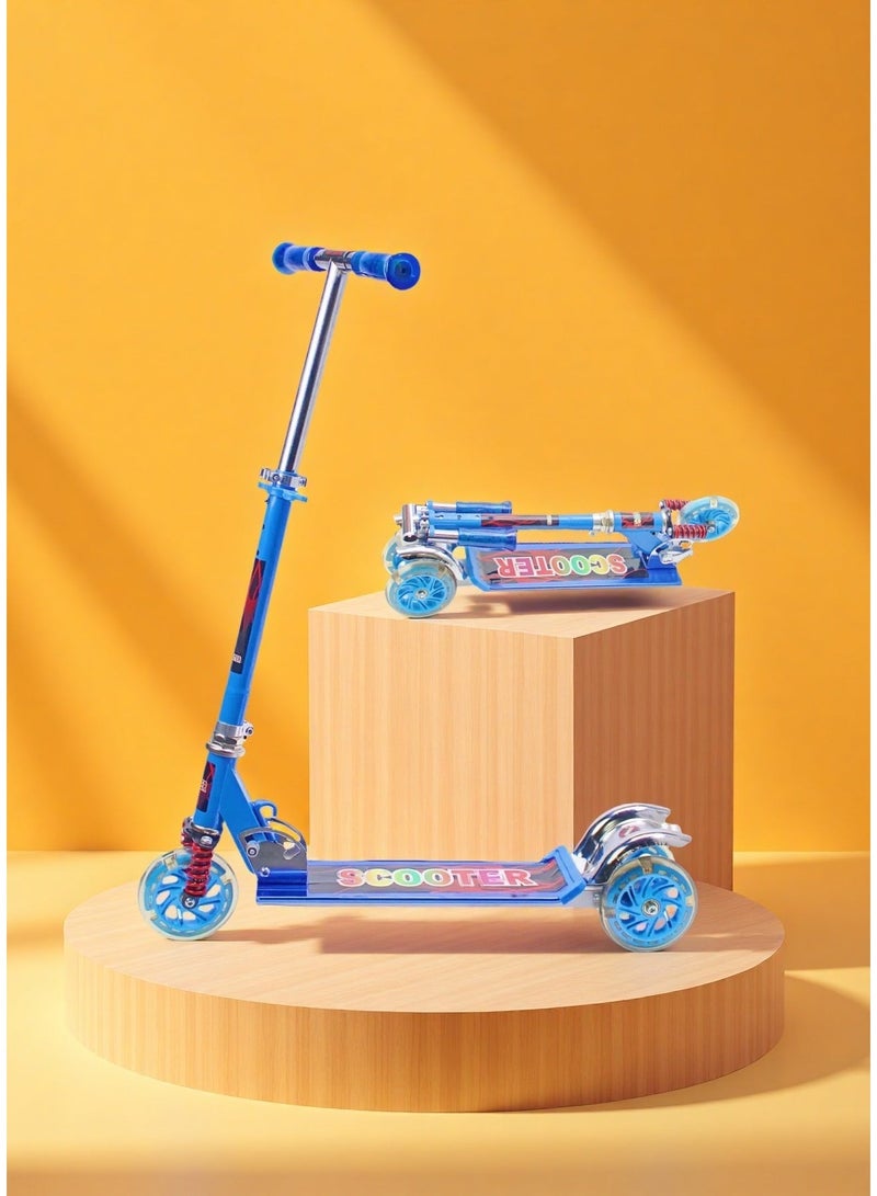 إيزي فيتشور سكوتر الأطفال من إيزي فيوتشر مزود بمقبض قابل للطي وتعديل الارتفاع، وعجلات من البولي يوريثان مزودة بإضاءة LED وفرامل خلفية - مناسب للأعمار من 3 إلى 8 سنوات - Image 1