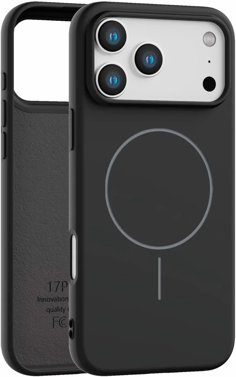 Mobcos Mobcos iPhone 17 Pro Max Black Luxury Magnetic Compatible for iPhone Series – Shockproof, Slim Fit, Soft-Touch Protective Cover with Magnetic Wireless Charging Support