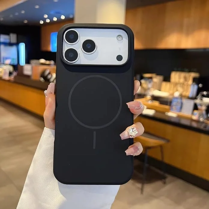 Mobcos Mobcos iPhone 17 Pro Max Black Luxury Magnetic Compatible for iPhone Series – Shockproof, Slim Fit, Soft-Touch Protective Cover with Magnetic Wireless Charging Support