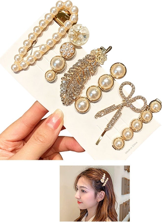 Happy D 11 elegant women's hair accessories, featuring pearls and rhinestones, very beautiful. Luxurious hair clips and charming white and pink hair clips. - Image 4