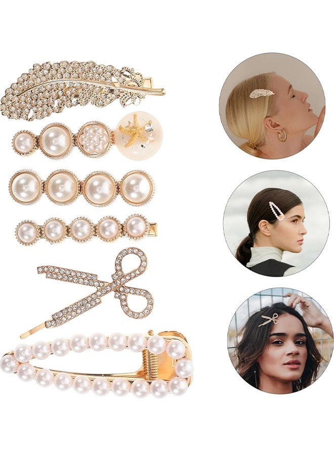 Happy D 11 elegant women's hair accessories, featuring pearls and rhinestones, very beautiful. Luxurious hair clips and charming white and pink hair clips. - Image 2