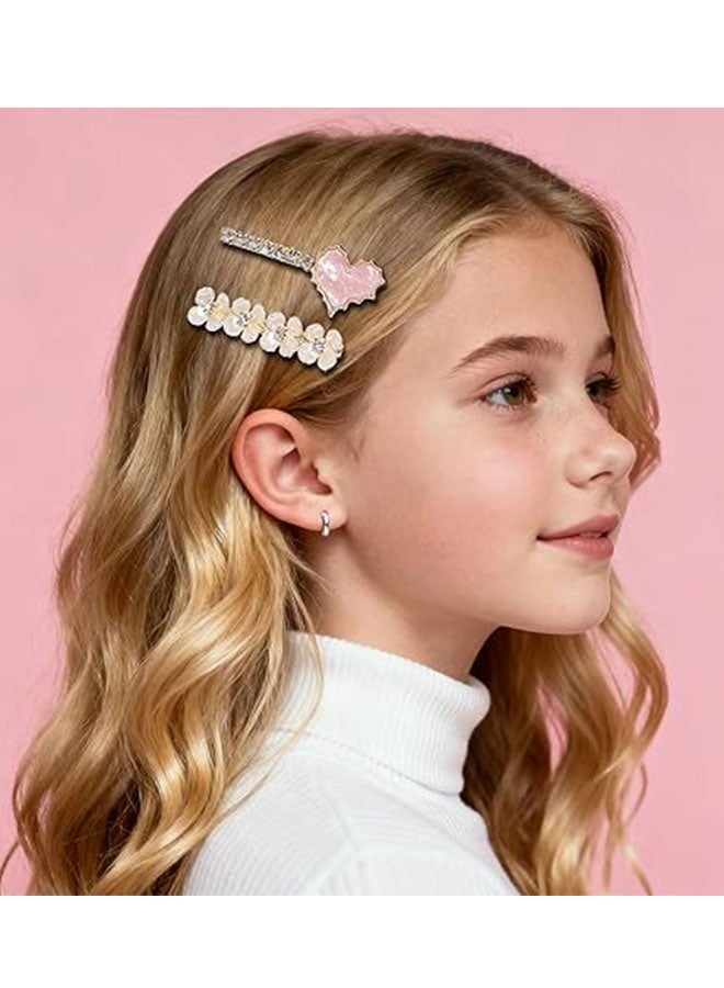 Happy D 11 elegant women's hair accessories, featuring pearls and rhinestones, very beautiful. Luxurious hair clips and charming white and pink hair clips. - Image 5