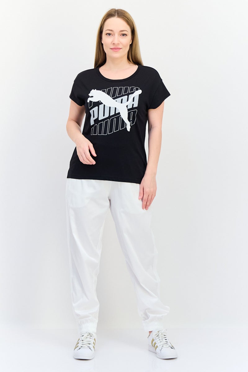 PUMA تي شيرت نسائي بقصة عادية بأكمام قصيرة، أسود - Image 3