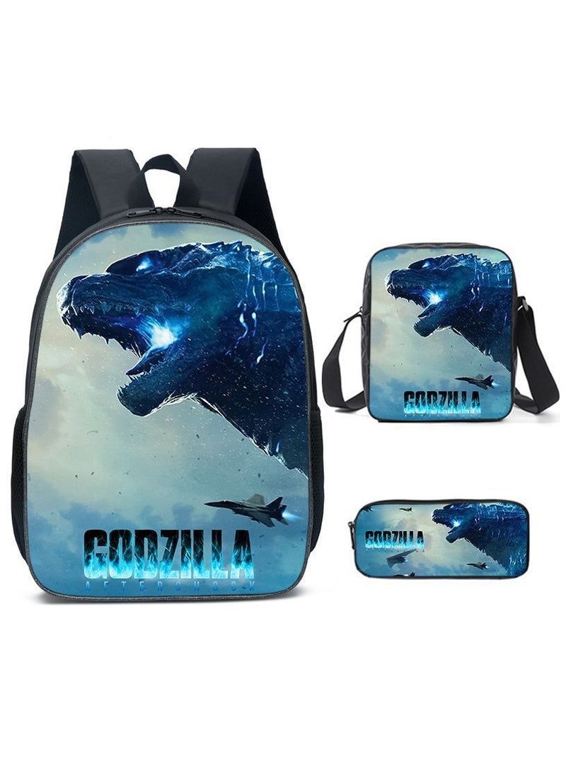 Godzilla New Godzilla Student Backpack Three-piece Set 29*16*42cm