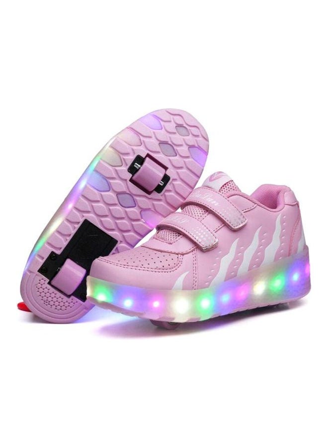 Roller Skates LED Light Up Wheel Shoes for Kids Pink - Image 3