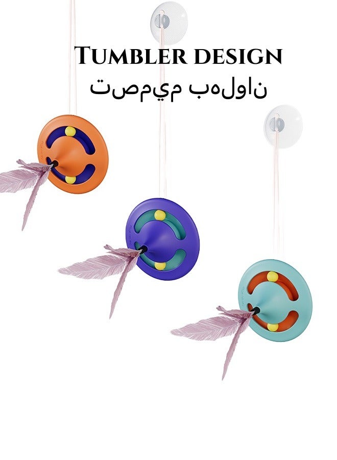 لعبة القط الدوران المتداول الكرة التفاعلية للقطط في الأماكن المغلقة هريرة القط الذكية لعبة مكافحة الاكتئاب الحيوانات الأليفة متعة أضواء لعبة هدية للقطط البرتقالي الأرجواني الأخضر الألوان (لون عشوائي) - Image 3