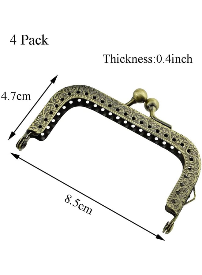 Purse Bag Kiss Clasp Frame Lock 3.35inch Arch Metal Vintage Clutch Clip Easy Smooth Open Close No Scratch Loose Gap Rattling for DIY Crochet Fabric Coin Purse Leather Bag Sewing 4pieces Bronze - Image 2