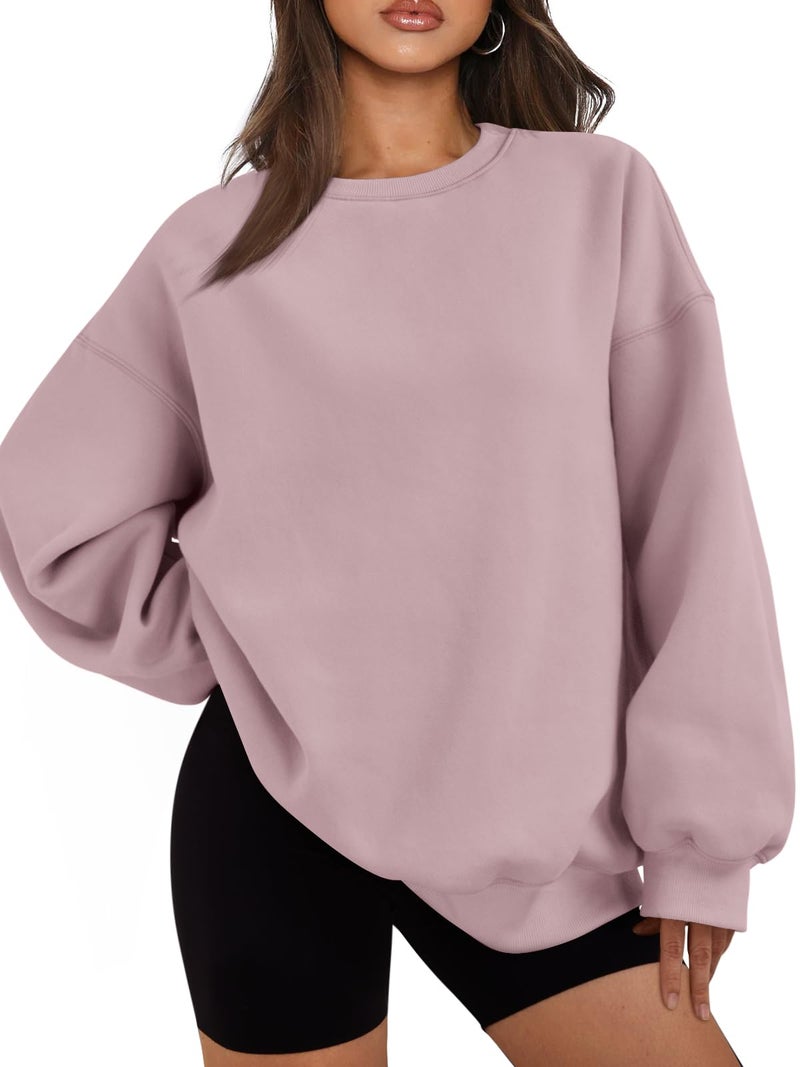 EFAN Womens Sweatshirts Hoodies Oversized Sweaters Crewneck Fleece Casual Tops Basic Comfy Fall Fashion Clothes 2026 Plus Size Maternity Workout Lounge Wear Winter Outfits DarkPink M - Image 1