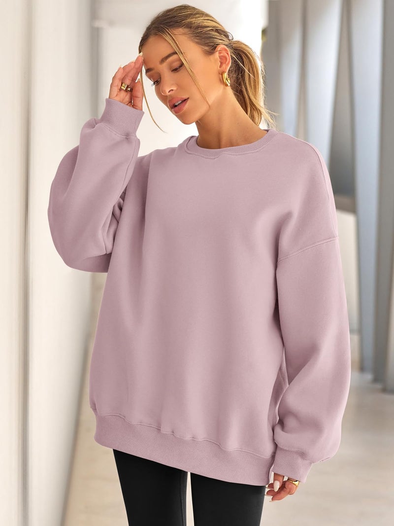 EFAN Womens Sweatshirts Hoodies Oversized Sweaters Crewneck Fleece Casual Tops Basic Comfy Fall Fashion Clothes 2026 Plus Size Maternity Workout Lounge Wear Winter Outfits DarkPink M - Image 3