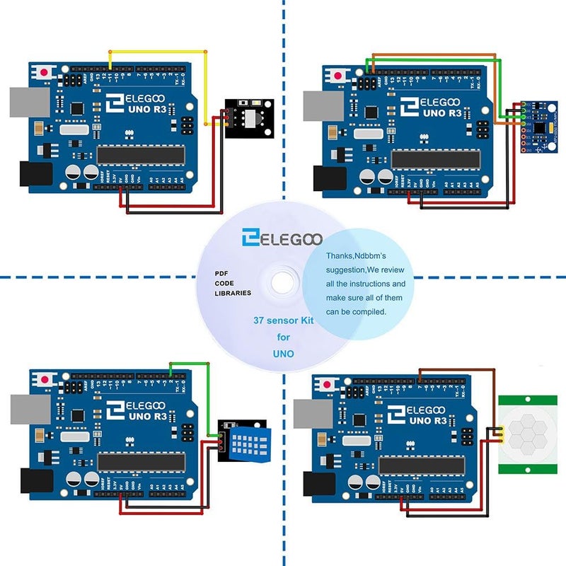 ELEGOO مجموعة وحدات الاستشعار المحسّنة 37 في 1 مع دليل متوافق مع R3 MEGA 2560 Nano - Image 3