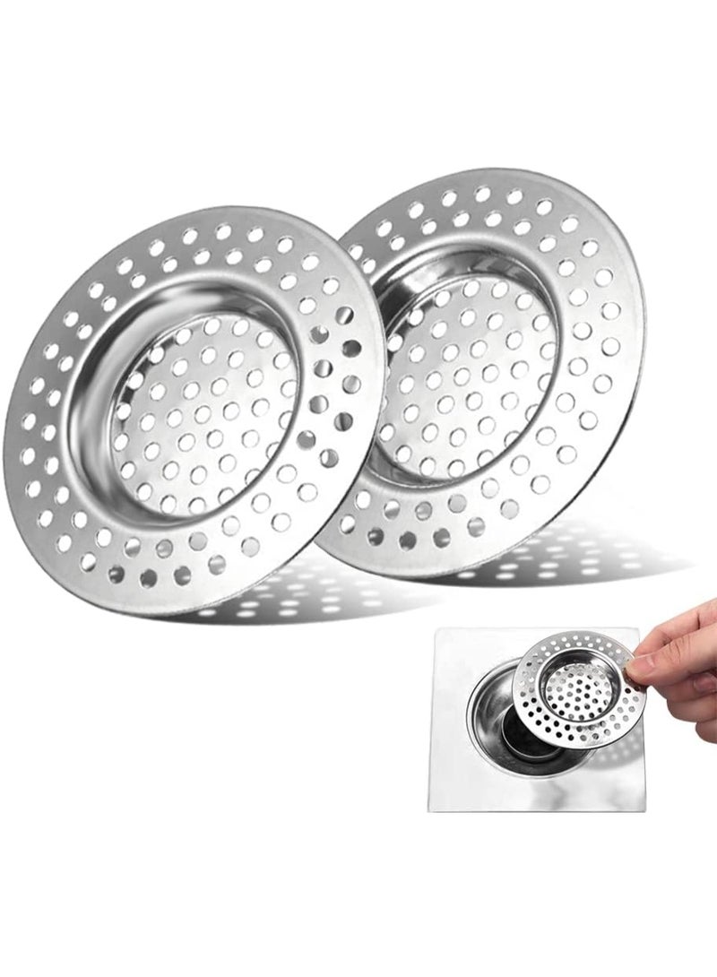 Beauenty Set of 2 Stainless Steel Drain Strainers, Holes Sink Strainer, Shower Drain Strainer, Stainless Steel Sink Strainer, Hair Strainer Shower, Drain Strainer - Image 1