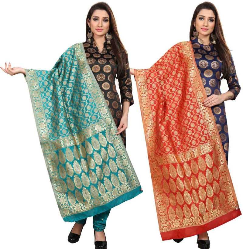 JENNY DESIGNER شال باناراسي حرير مطبوع تقليدي للنساء - Image 2