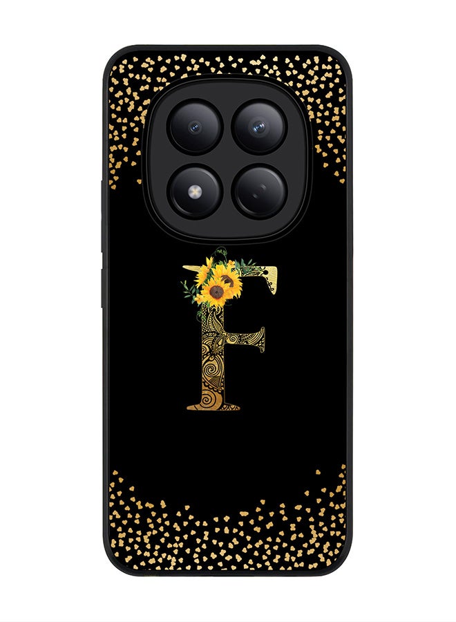 For Xiaomi Redmi Note 15 Pro 4G Case,Slim fit Camera Protection, Shockproof Thin Phone cover  - Custom Floral Monogram - F ( Black )