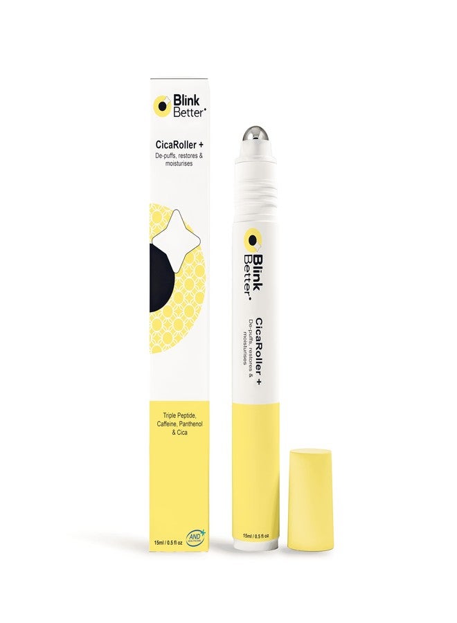 BlinkBetter CicaRoller+ Depuffing Eye Roller Serum for Eyelids and Under Eyes – Cooling Rollerball with 2.5% Caffeine, Peptides, Cica & Panthenol, Hydrates, Soothes and Smooths Puffy Eyes, 15 ml - Image 1