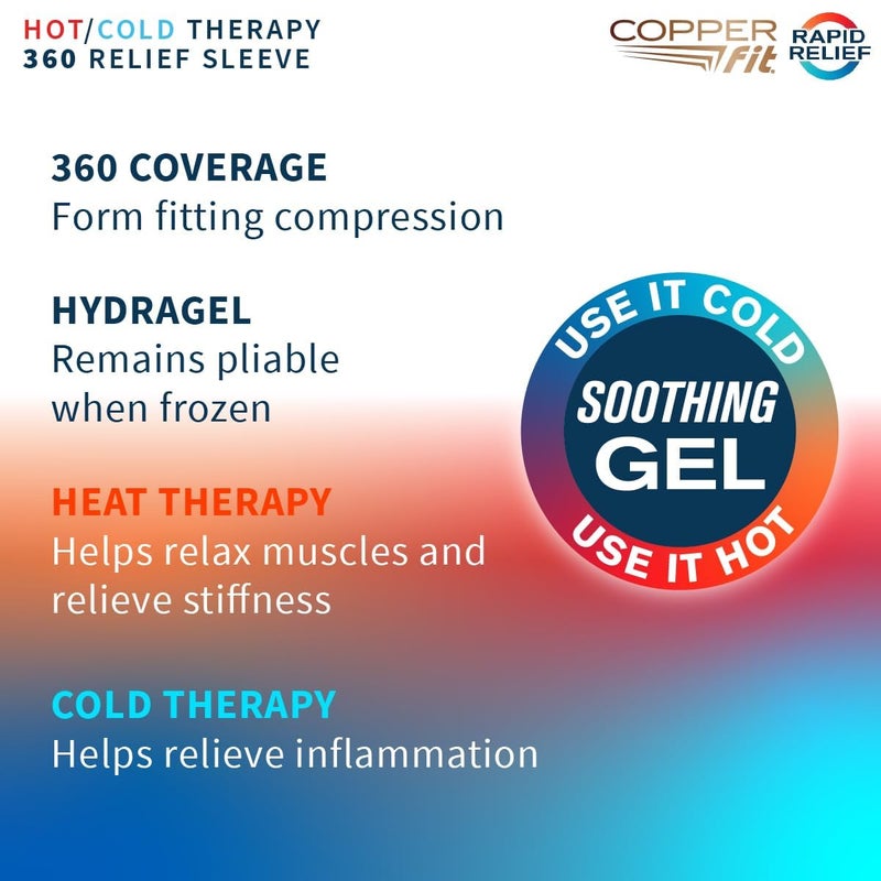 Copper Fit 360 Freeze Compression Sleeve â€“ Cold/Hot Therapy - Flexible 360 Coverage for Knee, Elbow, Ankle, Wrist, Hamstring and Calf (Small/Medium) - Image 3