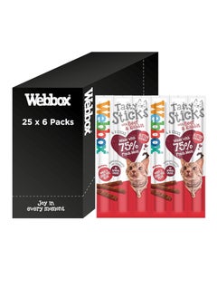 Webbox Delicious cat treats with beef and rabbit flavor Suitable for kittens Wheat and grain free Artificial color free Pack of 25 pieces x 6 pieces  - Image 1