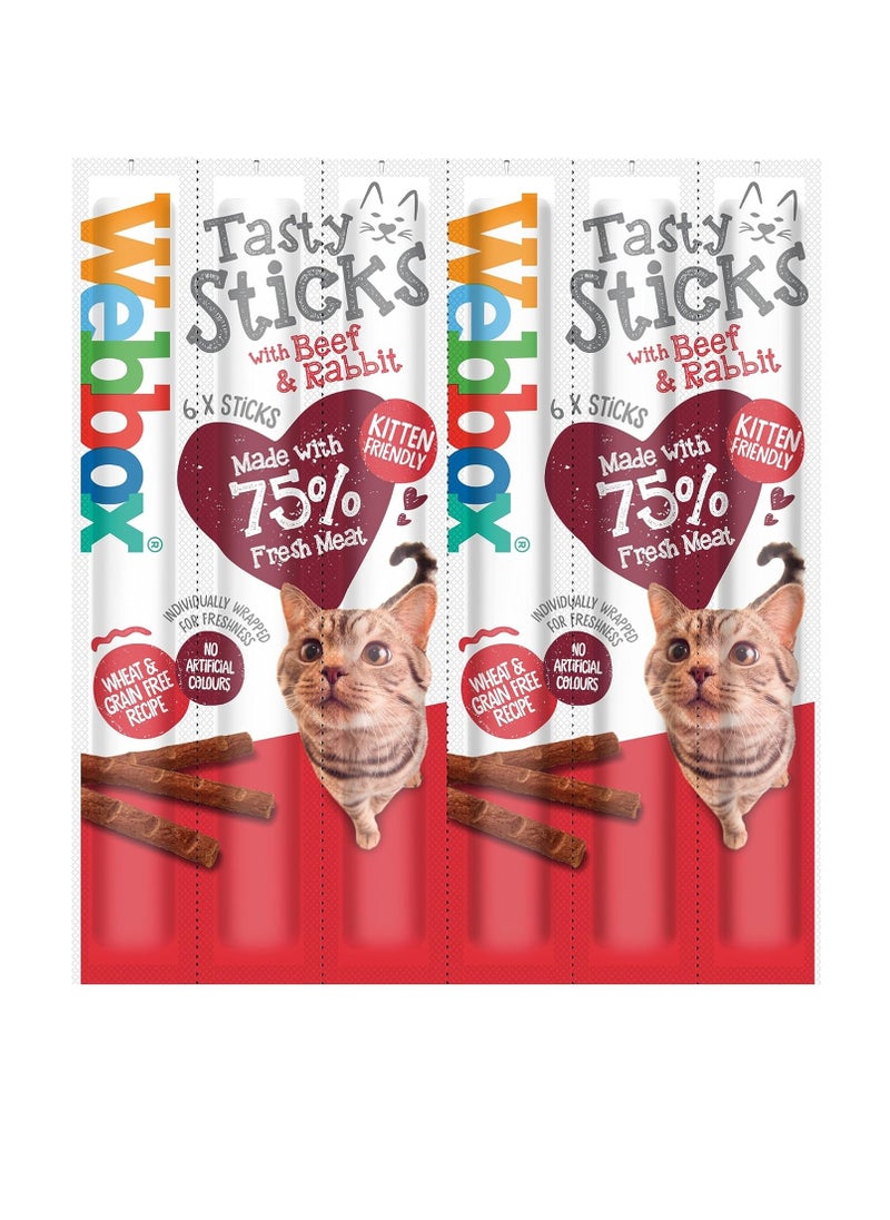 Webbox - Delicious cat treats with beef and rabbit flavor Suitable for kittens Wheat and grain free Artificial color free Pack of 25 pieces x 6 pieces - Image 1