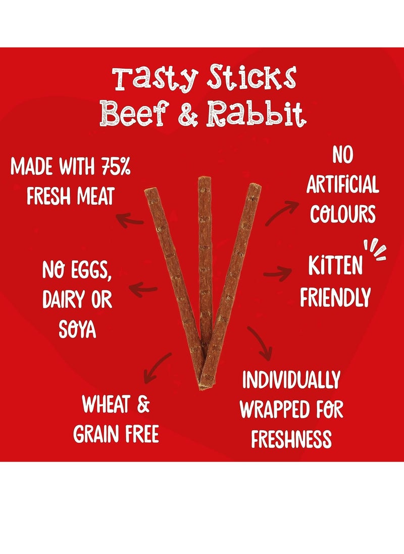 Webbox - Delicious cat treats with beef and rabbit flavor Suitable for kittens Wheat and grain free Artificial color free Pack of 25 pieces x 6 pieces - Image 1