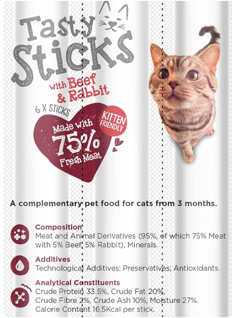 Webbox - Delicious cat treats with beef and rabbit flavor Suitable for kittens Wheat and grain free Artificial color free Pack of 25 pieces x 6 pieces - Image 1
