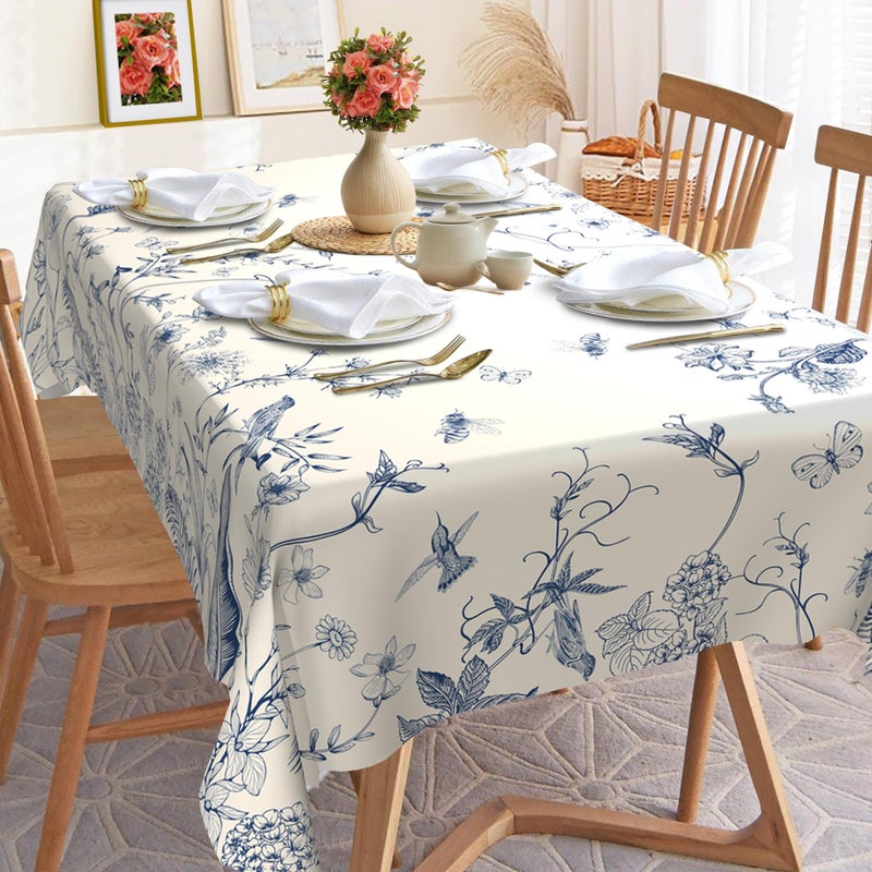 Hexagram Floral Tablecloth 60x84 Inches Rectangle Spring Flower Table Cloth Stain Resistance Restaurant, Picnic, Indoor Outdoor Decoration Dining - Image 3