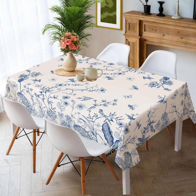 Hexagram Floral Tablecloth 60x84 Inches Rectangle Spring Flower Table Cloth Stain Resistance Restaurant, Picnic, Indoor Outdoor Decoration Dining - Image 5