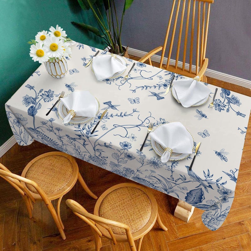 Hexagram Floral Tablecloth 60x84 Inches Rectangle Spring Flower Table Cloth Stain Resistance Restaurant, Picnic, Indoor Outdoor Decoration Dining - Image 4