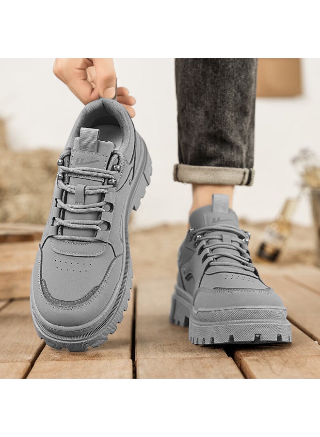 Pull Back Warrior Men's Work Shoes Autumn Winter New Low-top Martin Boots Casual Shoes Wbn-2344 Gray Size 39 - Image 2