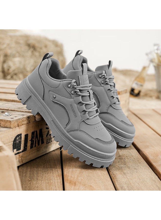 Pull Back Warrior Men's Work Shoes Autumn Winter New Low-top Martin Boots Casual Shoes Wbn-2344 Gray Size 39 - Image 5